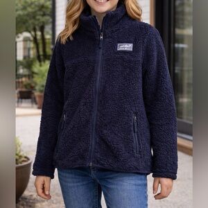 Eddie Bauer Sherpa Fleece Jacket Youth M 10 12 Navy Full Zip Cozy